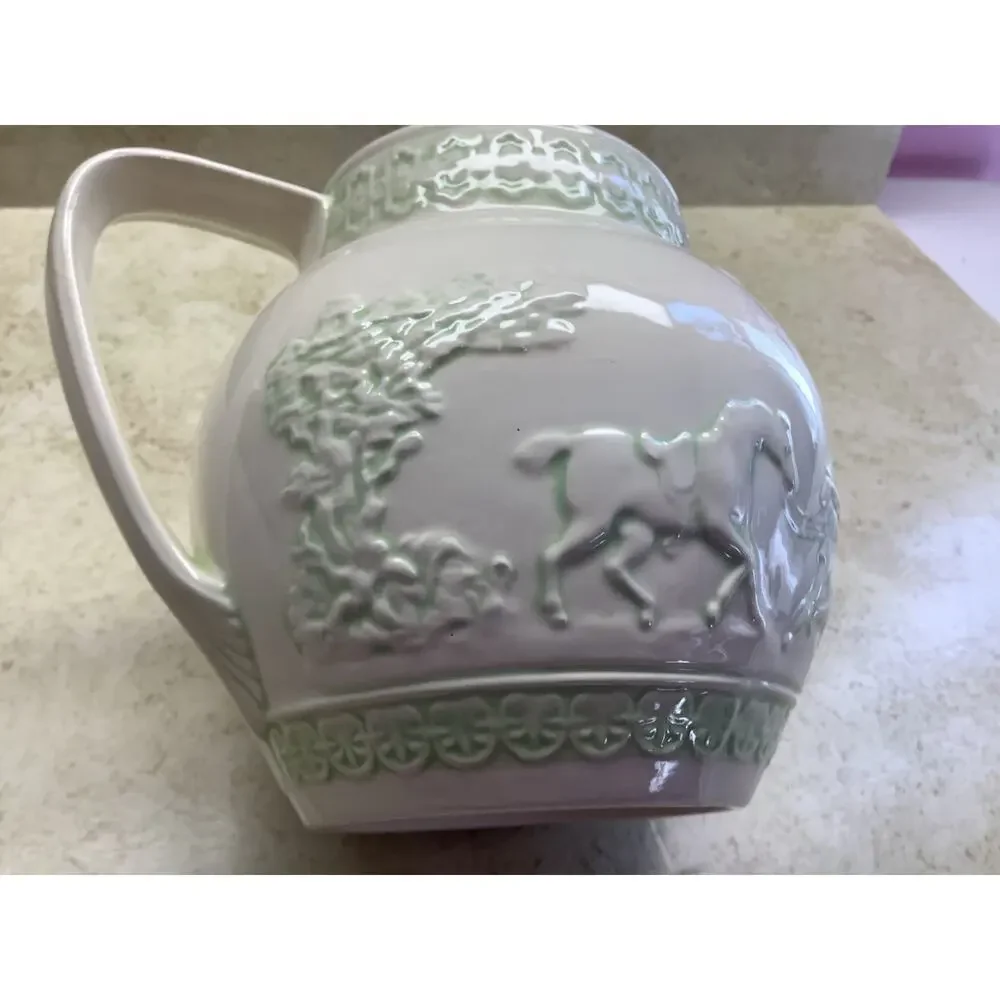 Vintage Wedgwood Pitcher With Embossed Fox Hunting Scene